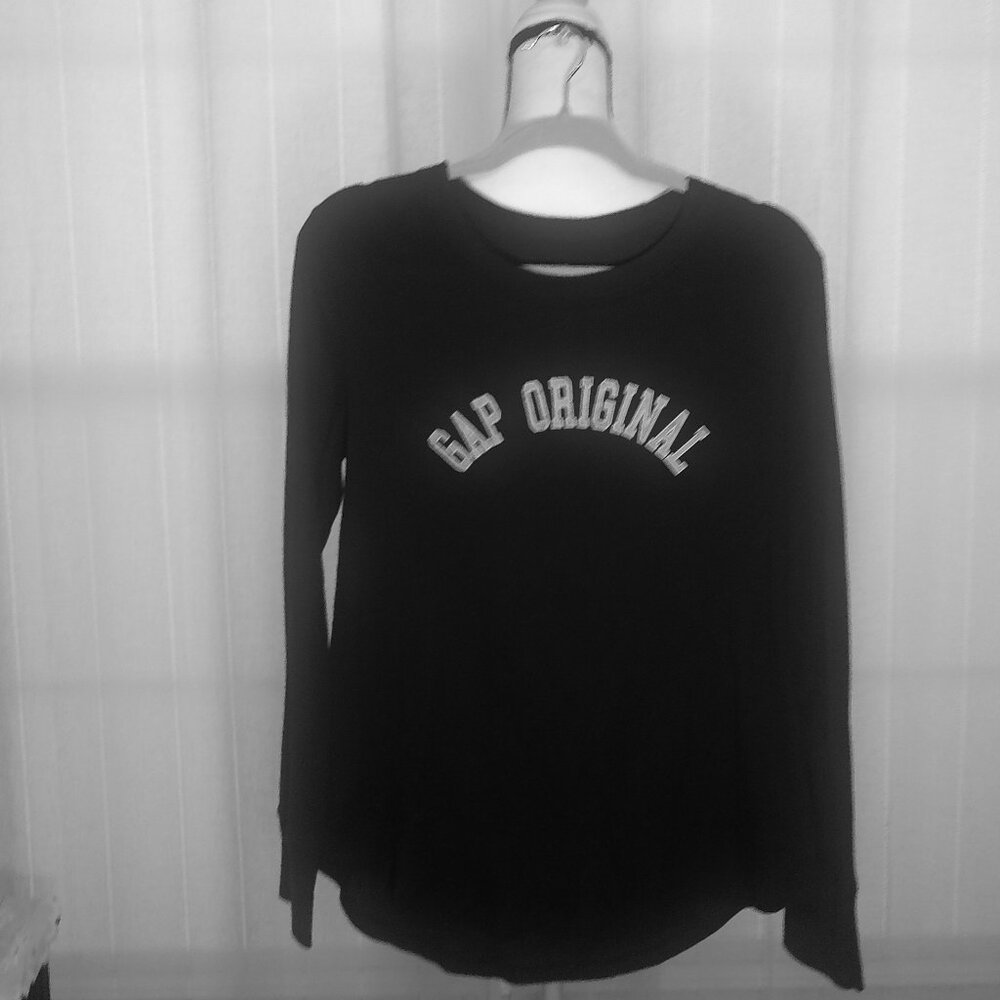 GAP Original Long Sleeve Scoop Neck Ribbed Navy Top XL